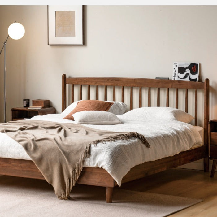 Black Walnut Solid Wood Bed Modern_)