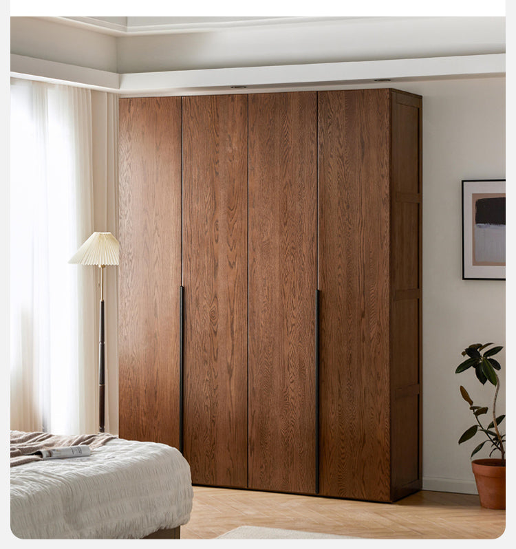 Oak solid wood wardrobe high walnut color: