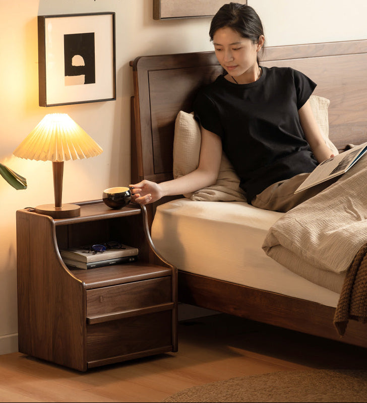 Black Walnut Solid Wood Italian Light Luxury Nightstand