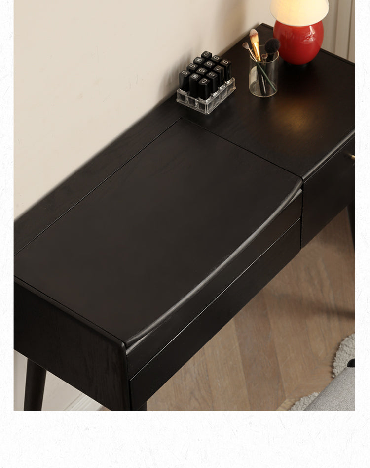 Oak solid wood Black makeup table Mirror LED touch