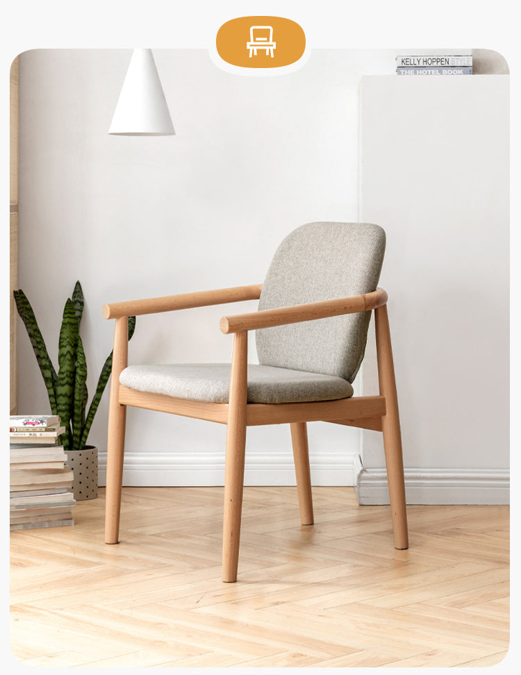 Beech Solid Wood Armchair Nordic)