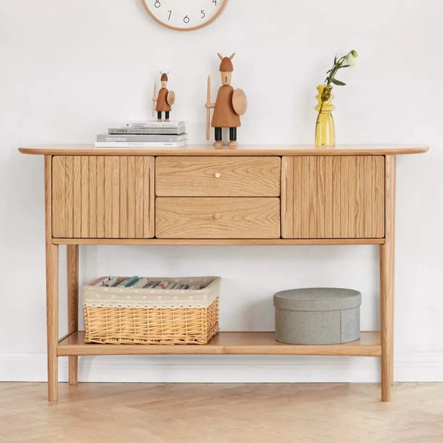 Oak solid wood console table -