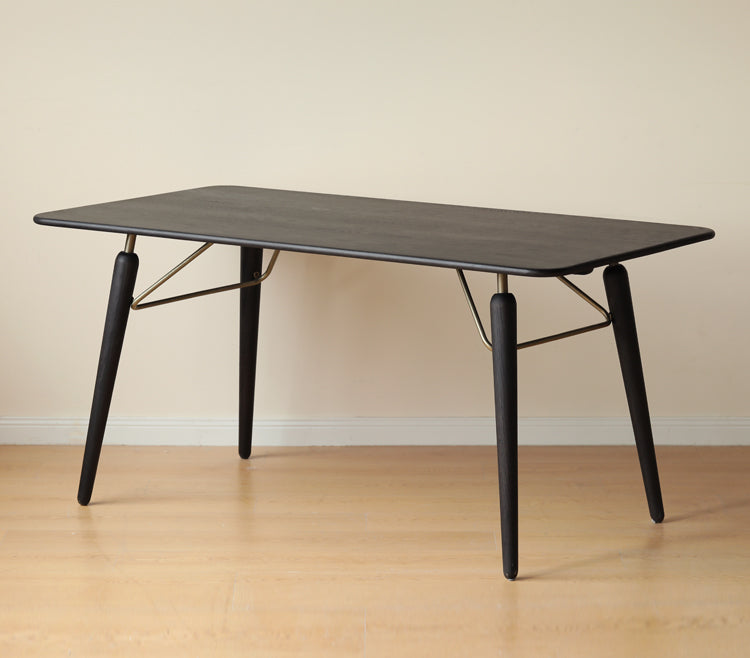 Oak Solid Wood Dining Table Retro Light Luxury Black "