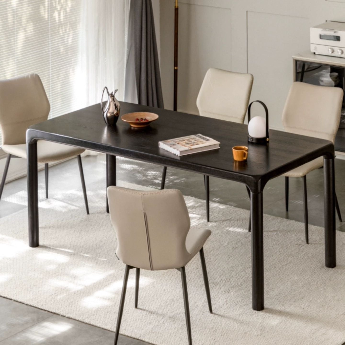 Black Nordic Ash solid wood Dining table "