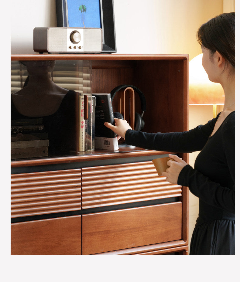 Poplar Solid Wood Vintage Style Study Storage Cabinet