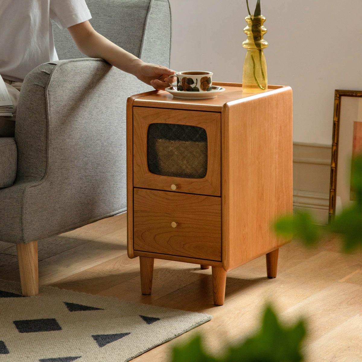 Cherry solid wood Nightstand.