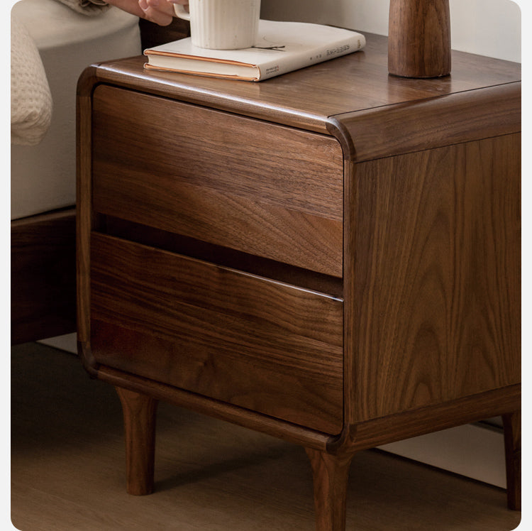 Black Walnut Solid Wood Minimalist nightstand: