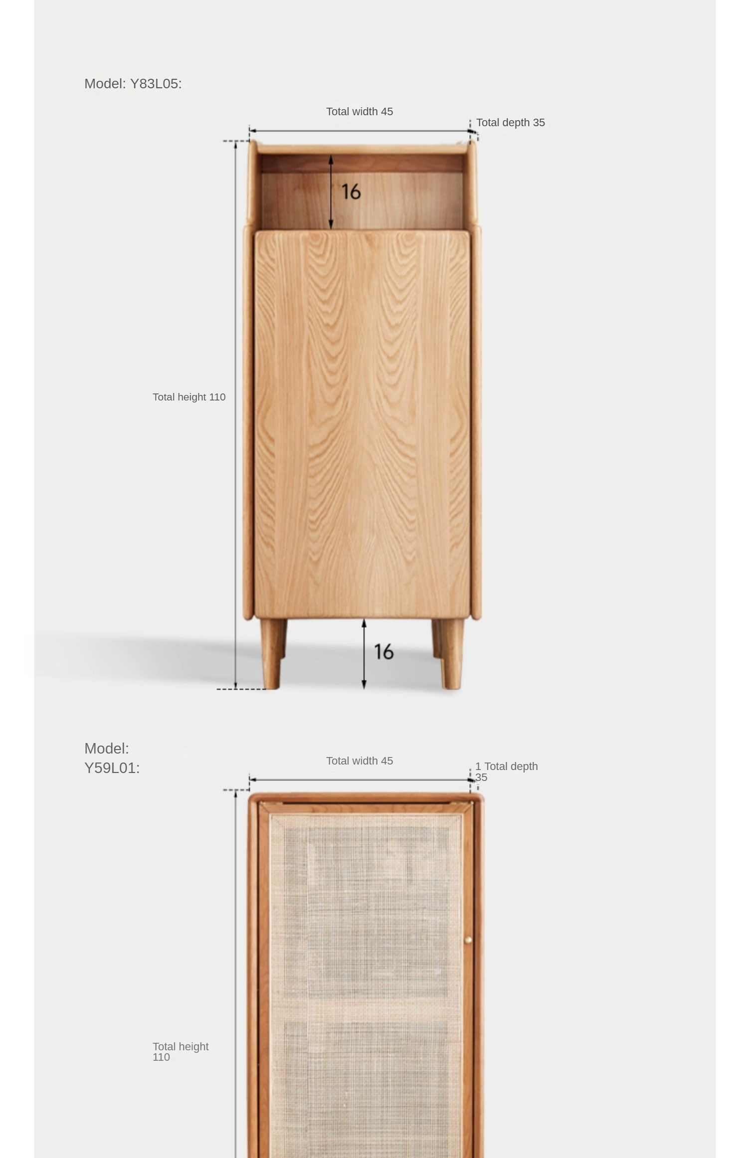 Solid wood rattan entrance shoe cabinet"