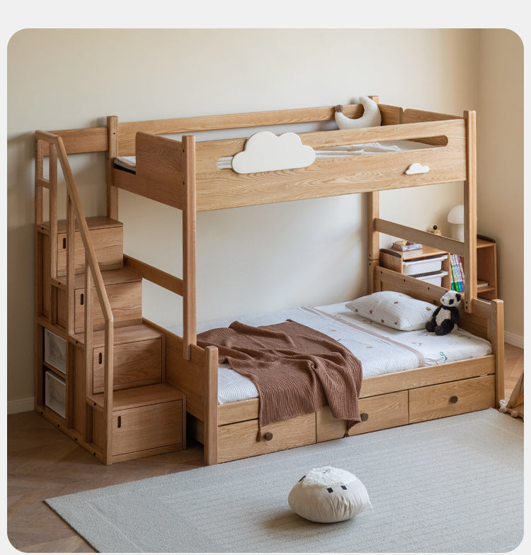 Oak Solid Wood Children's Cloud Bunk Bed