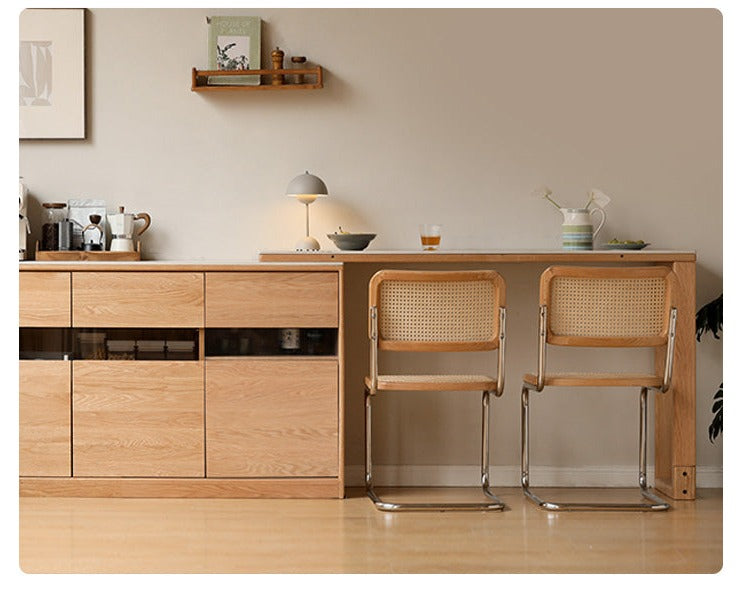 Oak Solid wood sideboard telescopic folding slate dining table integrated "