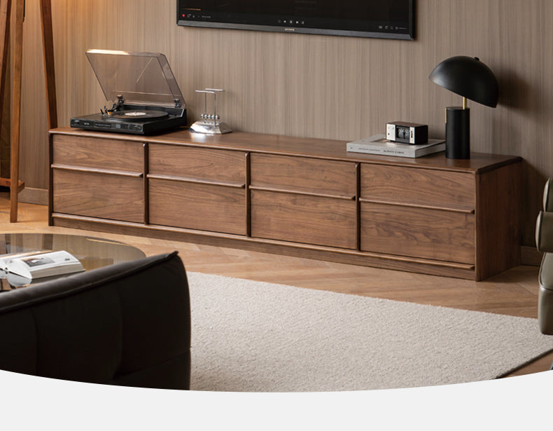 Black Walnut, Oak Solid Wood Italian Light Luxury Floor TV Cabinet