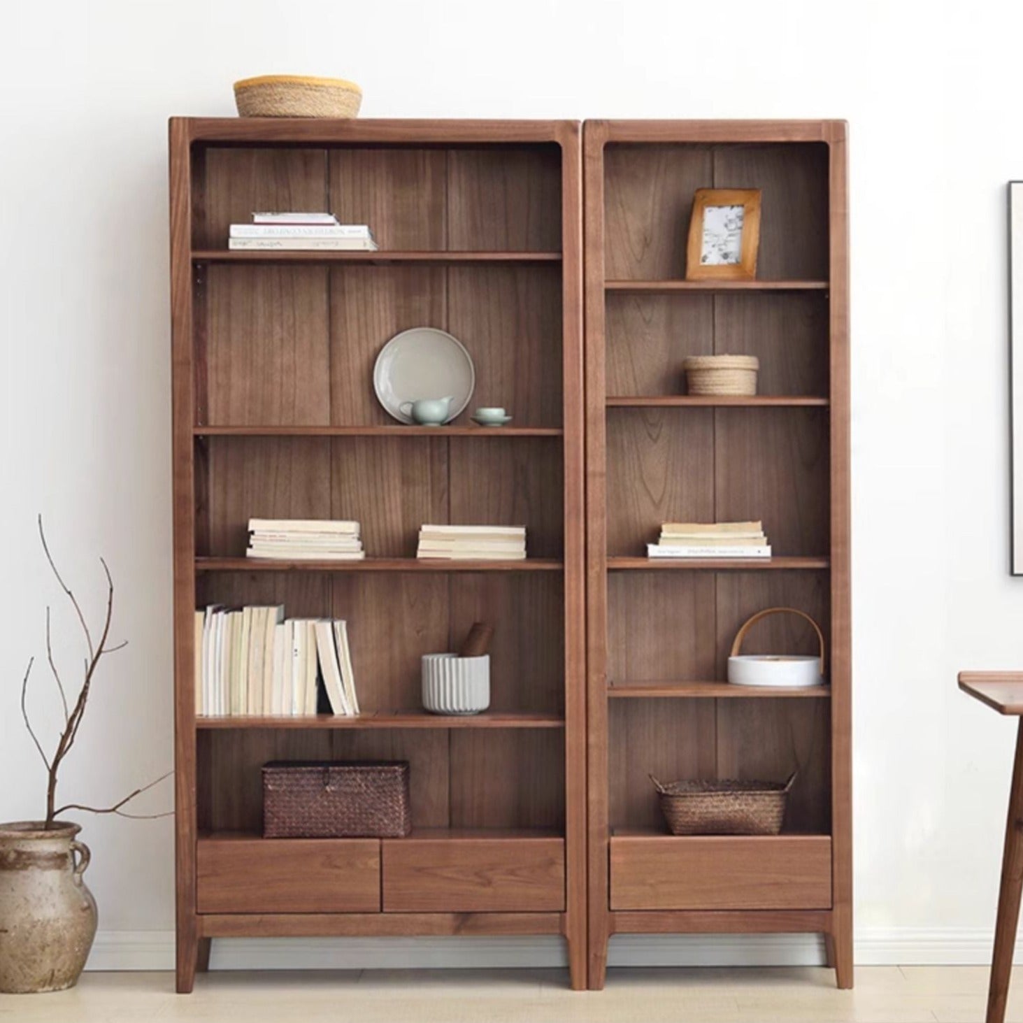 Black walnut solid wood bookcase free combination bookshelf<