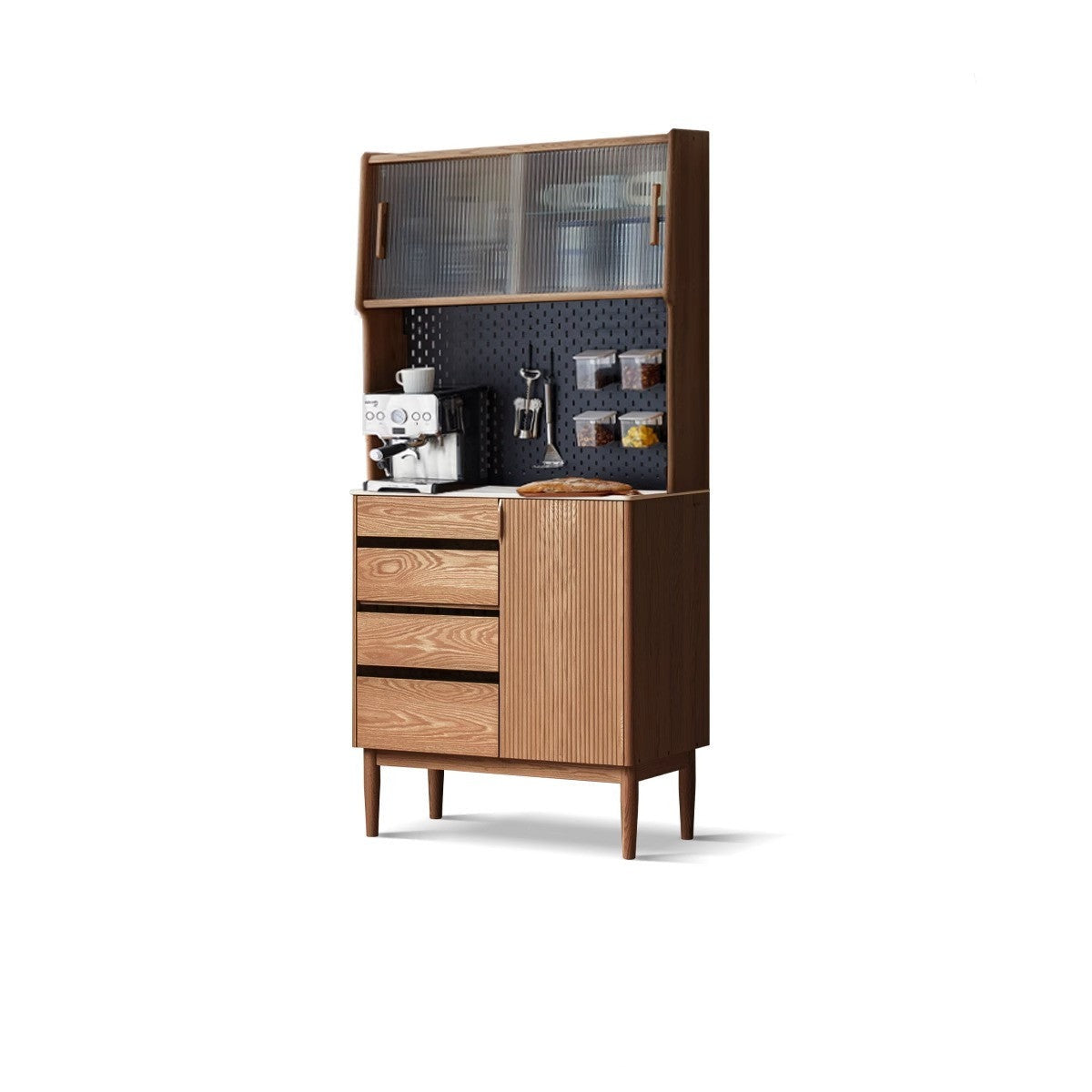 Oak solid wood modern rock board side high tea cabinet Buffet"