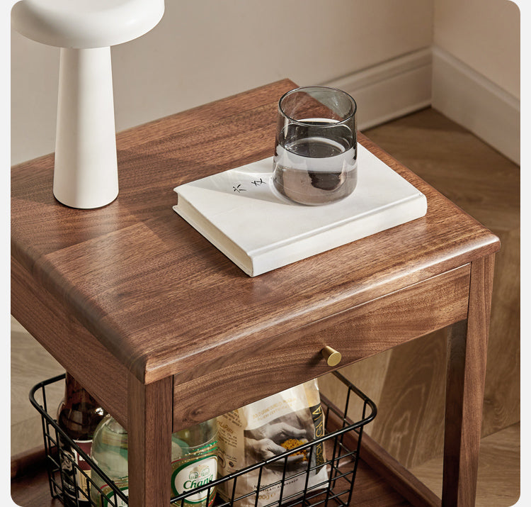 Black Walnut Solid Wood Narrow Nightstand