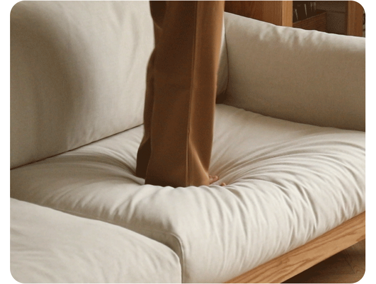 Oak Solid Wood Modern Straight Fabric Sofa