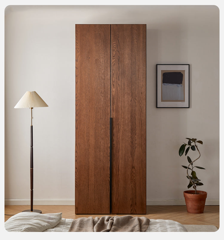 Oak solid wood wardrobe high walnut color: