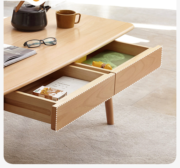 Beech solid wood coffee table-