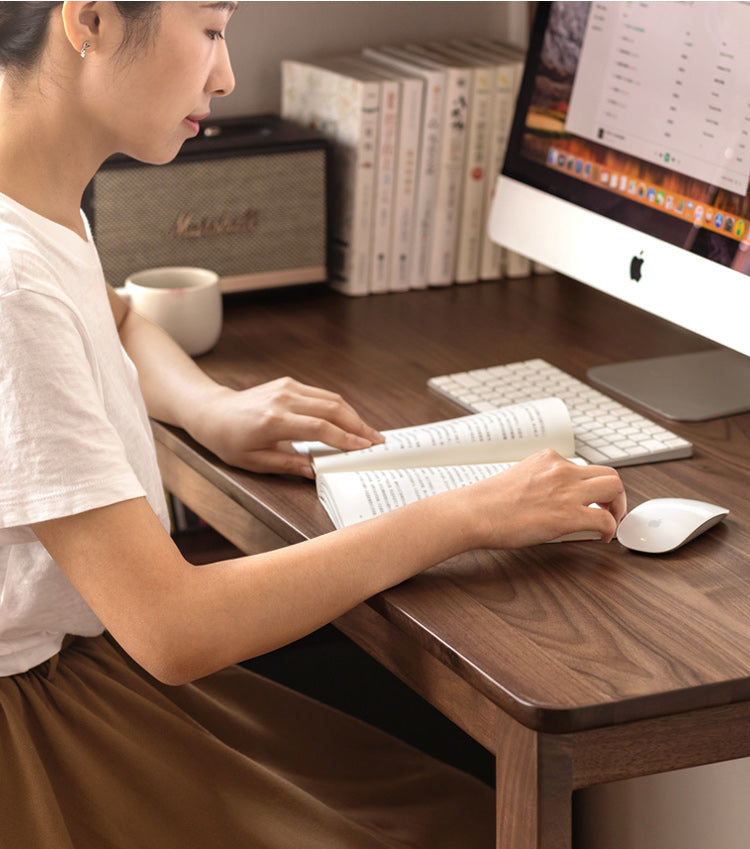 Black Walnut, Ash Solid Wood Desk Bookshelf