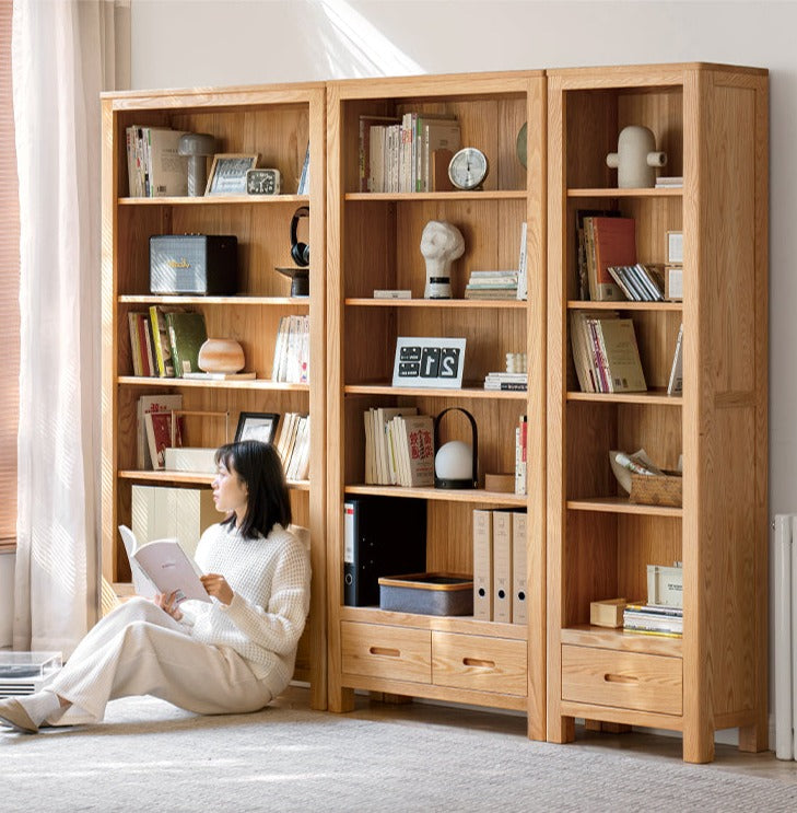 Oak Solid wood Drawer bookcase -