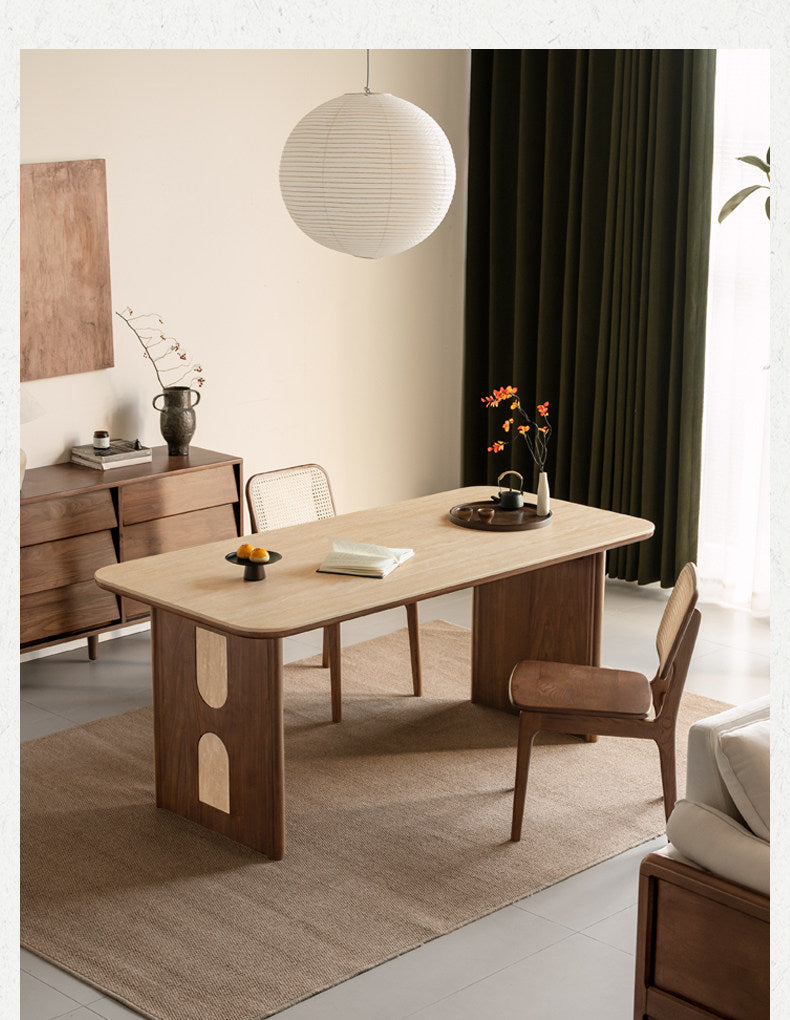 Black Walnut Solid Wood Vintage Style Slab Dining Table