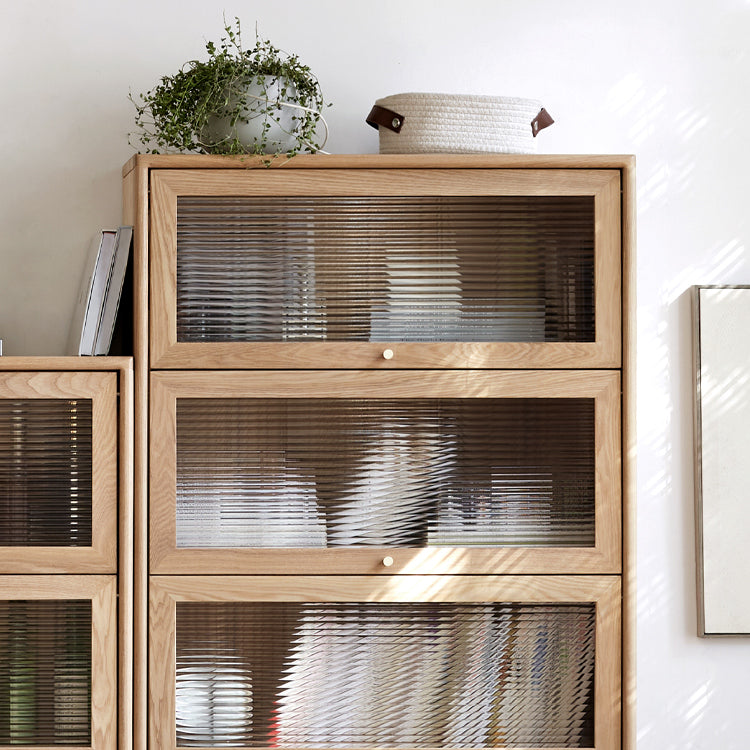 Bookcase Ash solid wood, flip door cabinet storage cabinet"