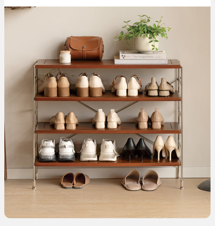 Poplar Solid Wood Vintage-Style Shoe Rack