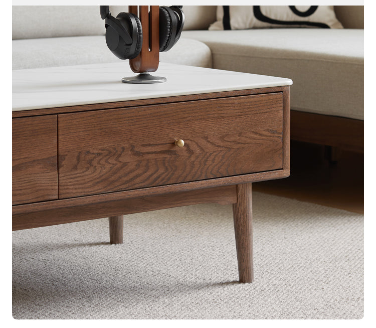 Oak Solid Wood Modern Rock Plate Coffee Table