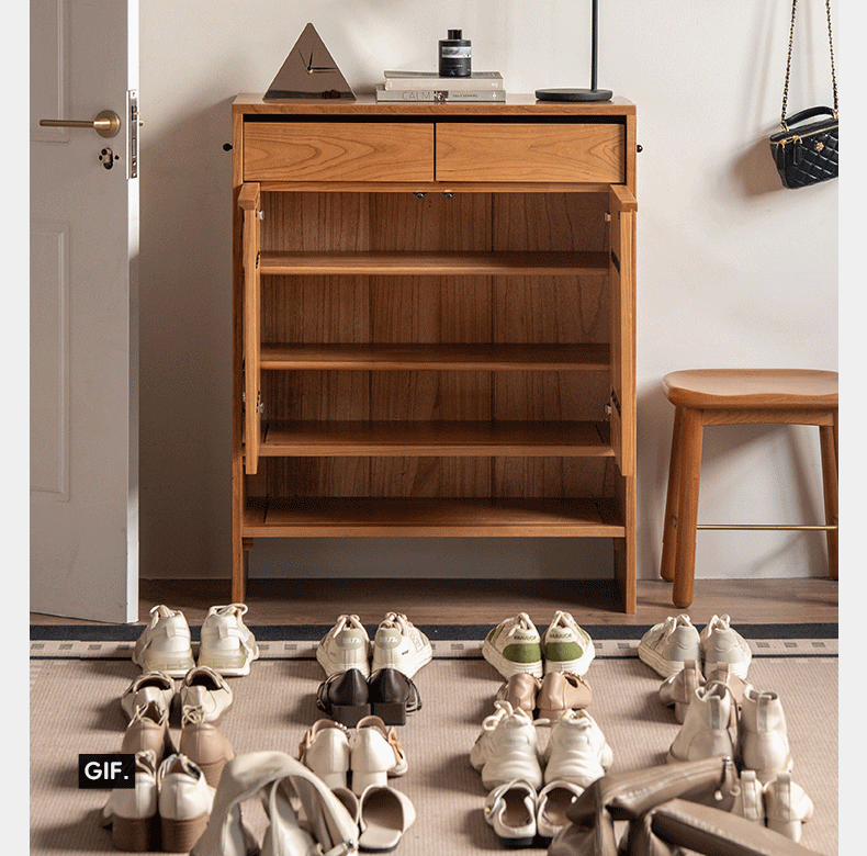 Cherry Solid Wood Modern Shoe Cabinet