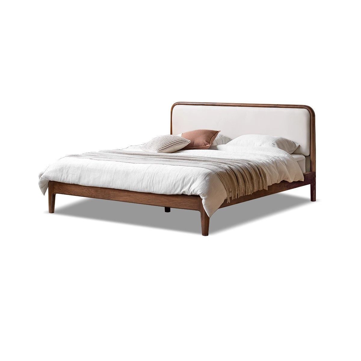 Cowhide leather,technical cloth Black Walnut,Cherry wood Bed_)