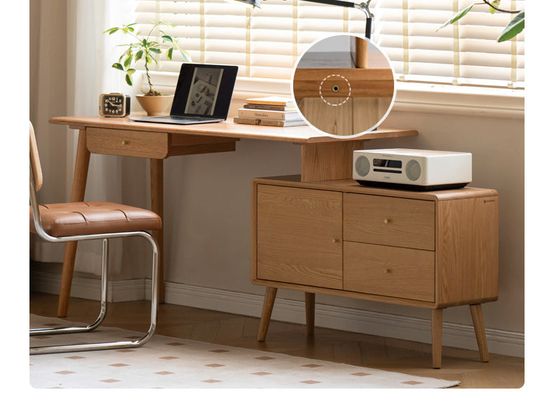 Oak Solid Wood Telescopic Office Desk