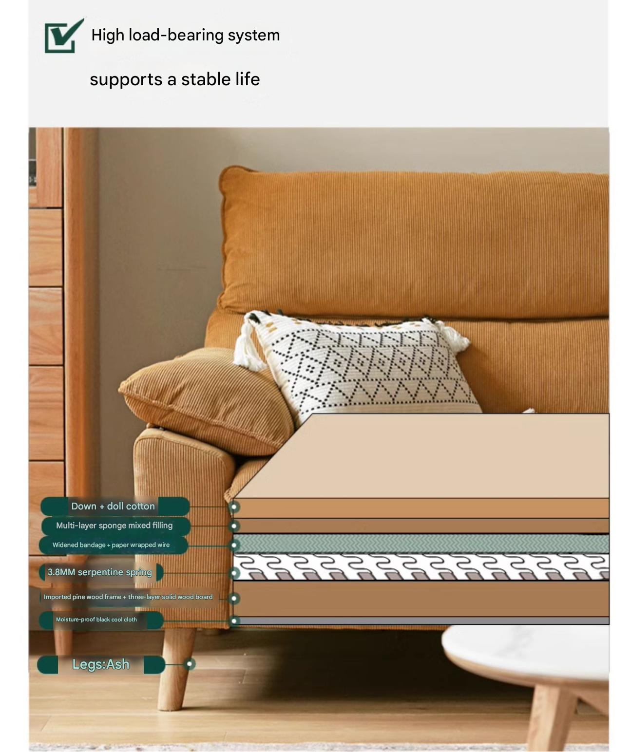 Ash Fabric Sofa Living Room