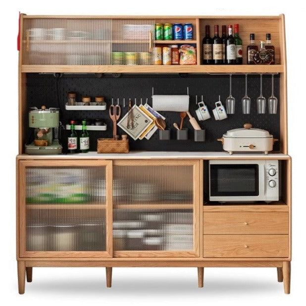 Oak solid wood sideboard multi-functional buffet cabinet,