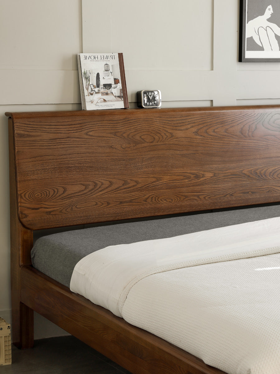 Ash, Oak solid wood bed Nordic modern simple bed<