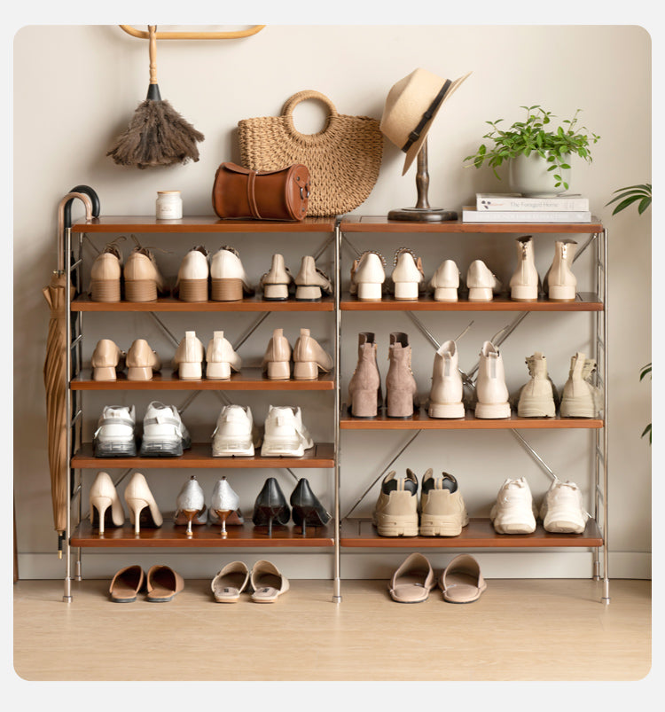 Poplar Solid Wood Vintage-Style Shoe Rack