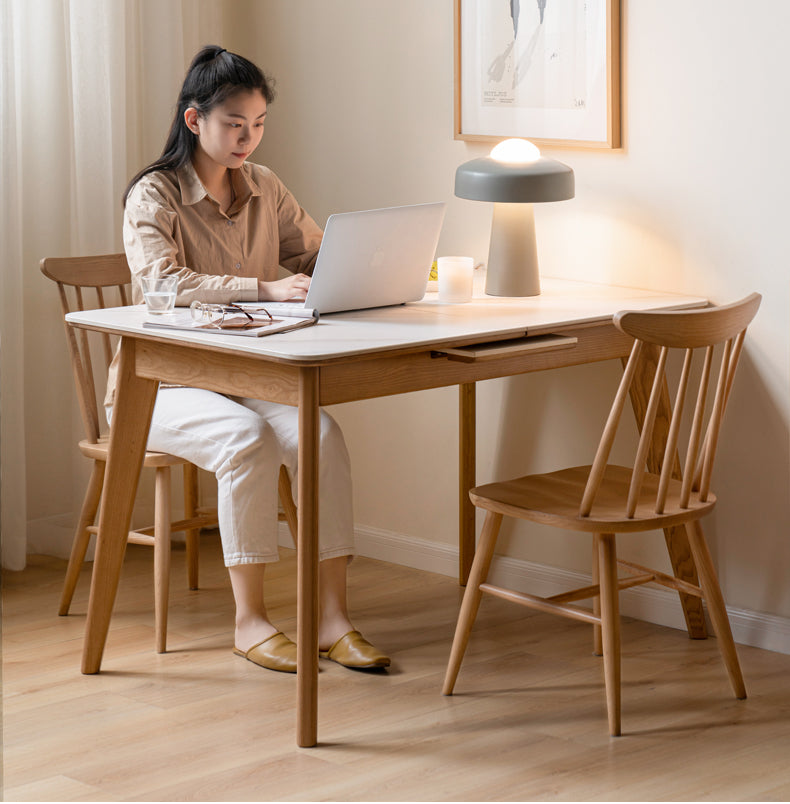 Ash, Cherry, Oak Solid Wood Rock Retractable Rectangular Table