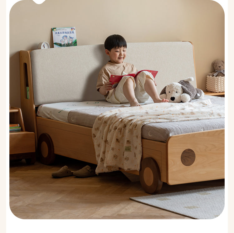Oak Solid Wood Children's Box Storage Bed Cartoon Car)