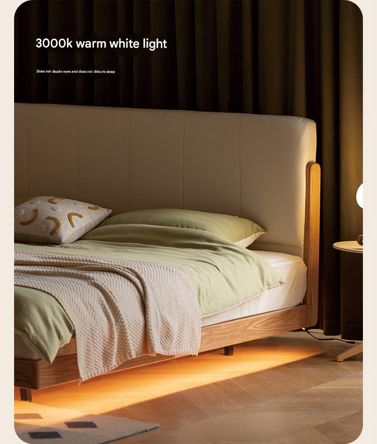 Oak Solid Wood Modern Simple Soft Leaning Bed