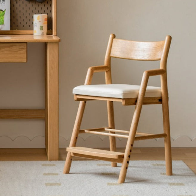 Height-adjustable oak solid wood Kids chair"