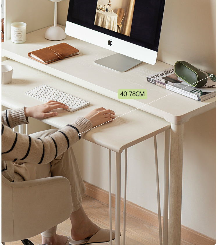 Oak Solid wood Cream style Study table Office desk -