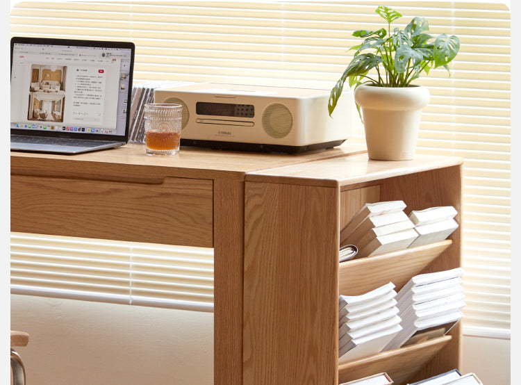 Oak solid wood small book rack against the wall