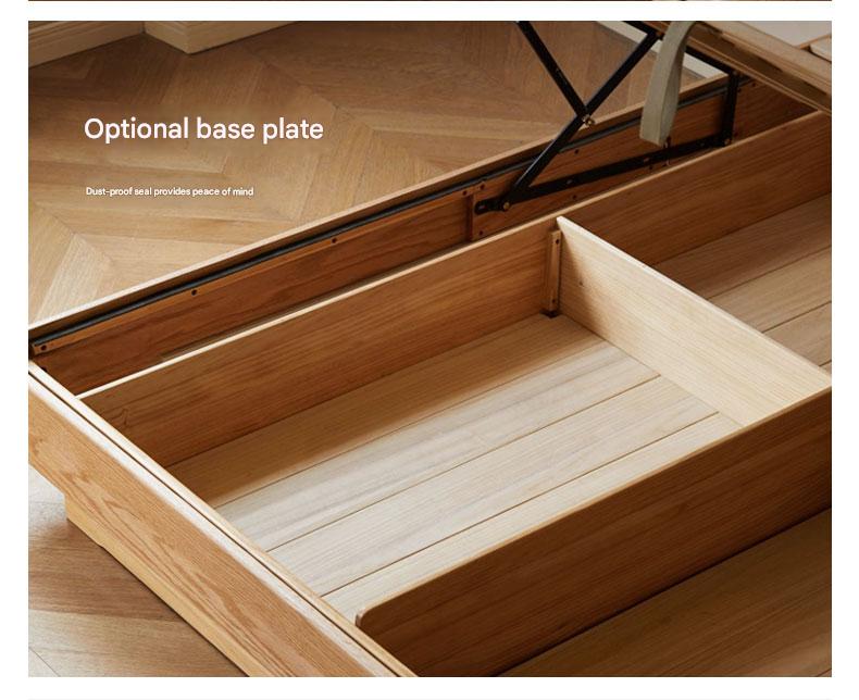 Oak solid wood platform bed, headboard-free bed suspension bed.