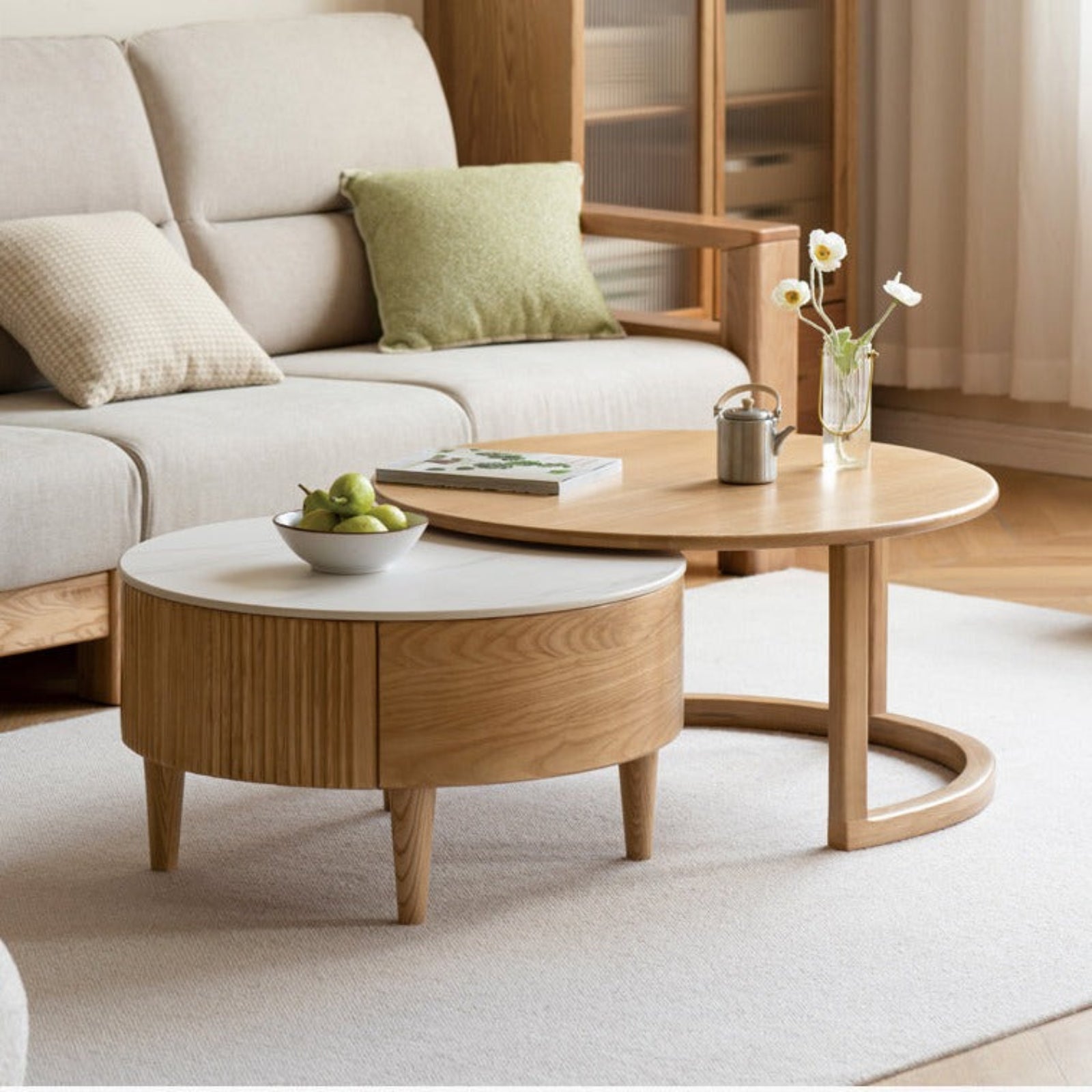 Ash Solid Wood Rock Plate Coffee Table