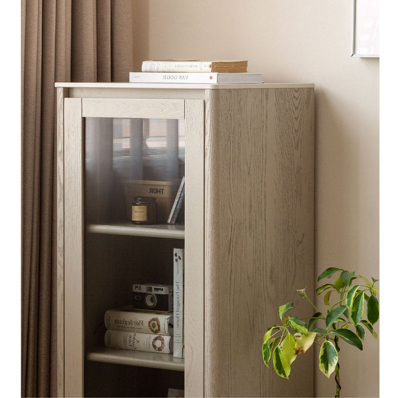 Oak Solid Wood Edge Cabinet Light Luxury Rock Panel side Cabinet"