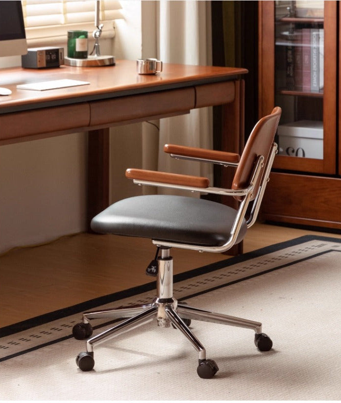 Beech Solid Wood Adjustable Office Chair, Bauhaus Style