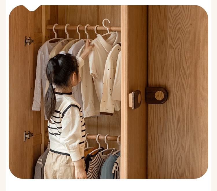 Oak Solid Wood Children's Wardrobe with Desk