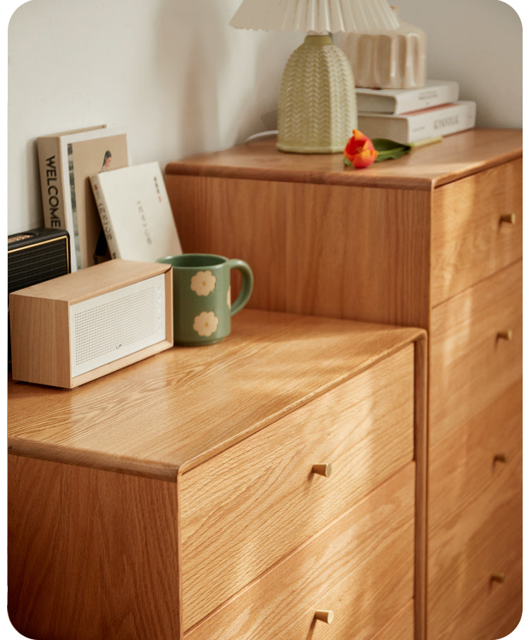 Oak Chest of Drawers Storage Cabinet