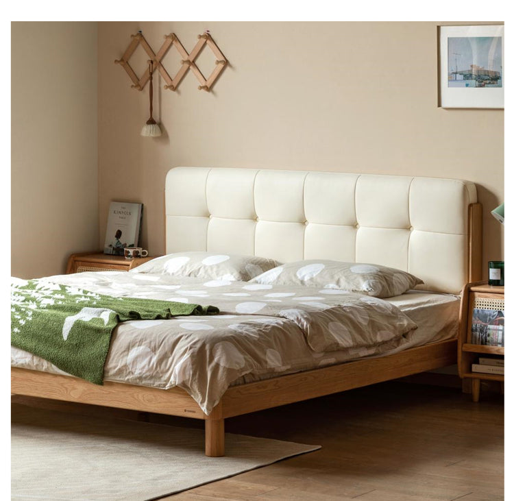 Oak Solid Wood Nordic Soft Back Bed Modern Simple<