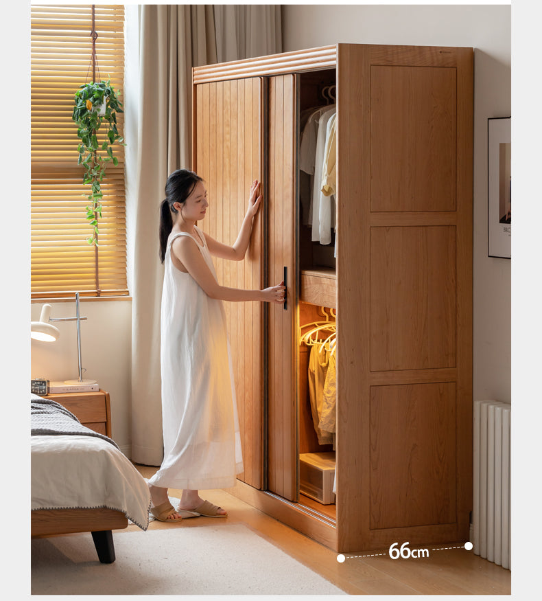 Cherry wood retro wardrobe sliding door: