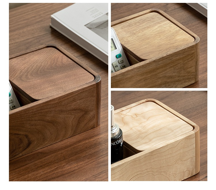 Solid wood sliding cover storage box modern "