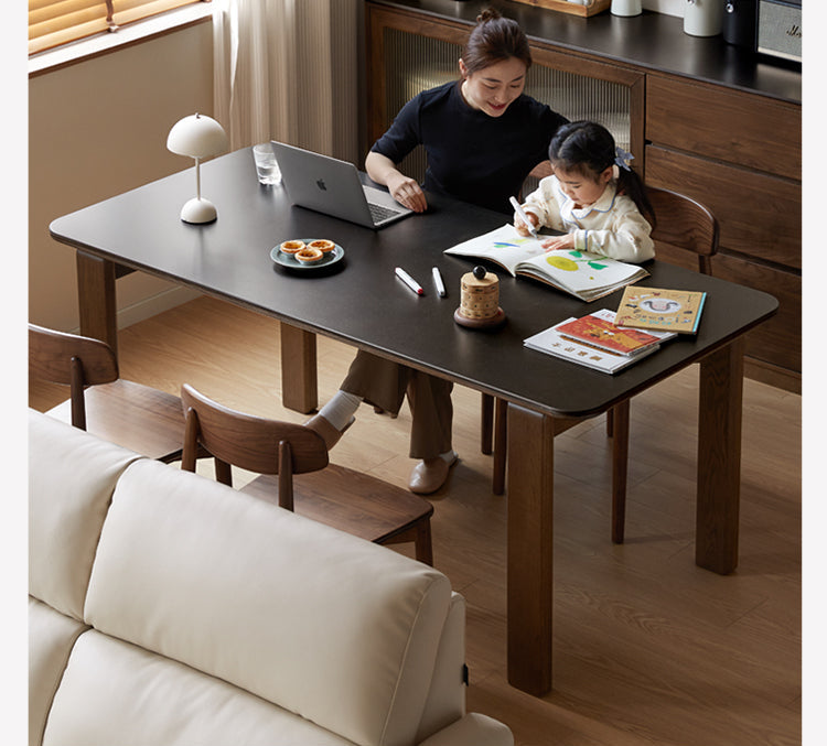 Oak Solid Wood Restaurant Light Luxury Style Rock Slab Long Table